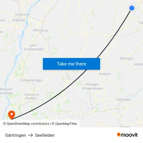 Gärtringen to Seefelden map