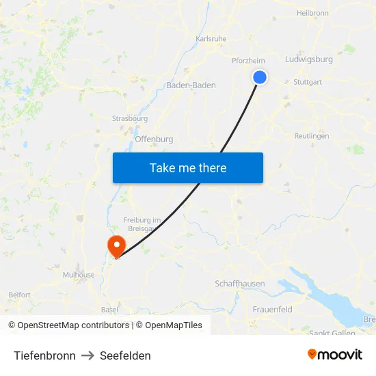 Tiefenbronn to Seefelden map