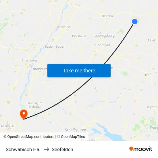 Schwäbisch Hall to Seefelden map