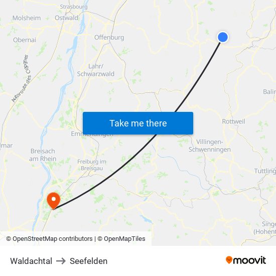 Waldachtal to Seefelden map