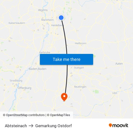 Abtsteinach to Gemarkung Ostdorf map