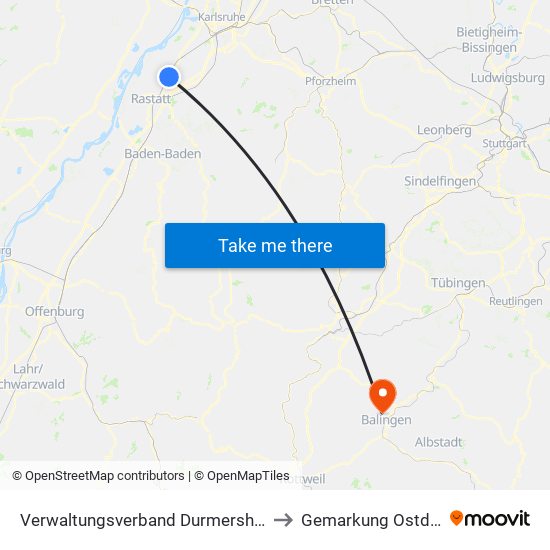 Verwaltungsverband Durmersheim to Gemarkung Ostdorf map