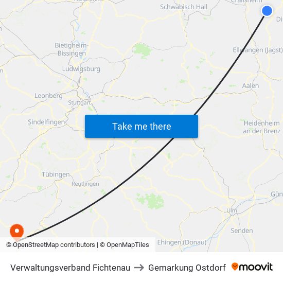 Verwaltungsverband Fichtenau to Gemarkung Ostdorf map