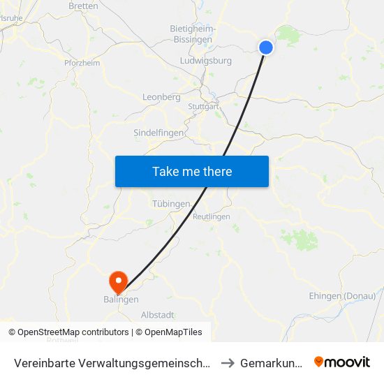 Vereinbarte Verwaltungsgemeinschaft Der Stadt Backnang to Gemarkung Ostdorf map