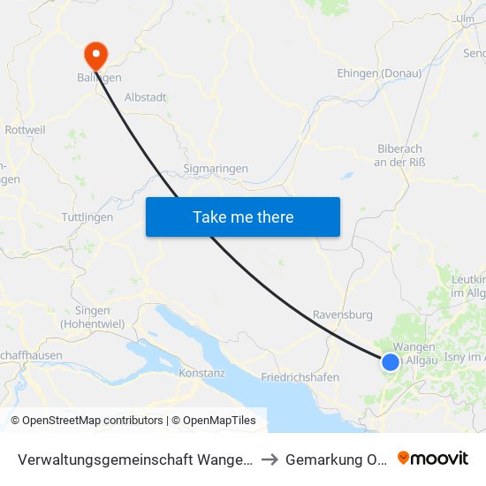 Verwaltungsgemeinschaft Wangen Im Allgäu to Gemarkung Ostdorf map