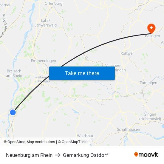 Neuenburg am Rhein to Gemarkung Ostdorf map