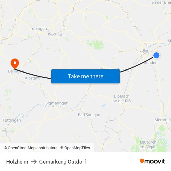 Holzheim to Gemarkung Ostdorf map