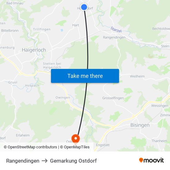 Rangendingen to Gemarkung Ostdorf map