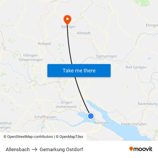 Allensbach to Gemarkung Ostdorf map