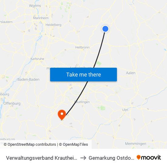 Verwaltungsverband Krautheim to Gemarkung Ostdorf map