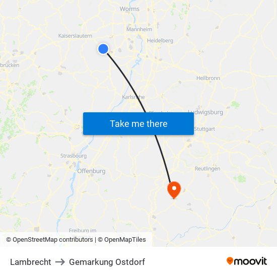 Lambrecht to Gemarkung Ostdorf map