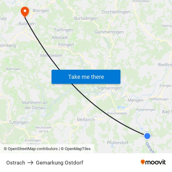 Ostrach to Gemarkung Ostdorf map