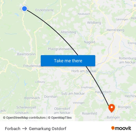 Forbach to Gemarkung Ostdorf map