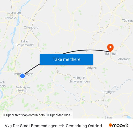 Vvg Der Stadt Emmendingen to Gemarkung Ostdorf map