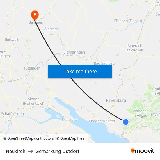 Neukirch to Gemarkung Ostdorf map