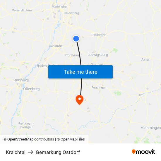 Kraichtal to Gemarkung Ostdorf map