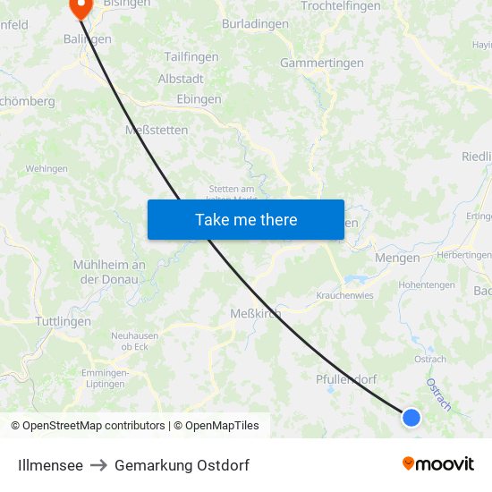 Illmensee to Gemarkung Ostdorf map