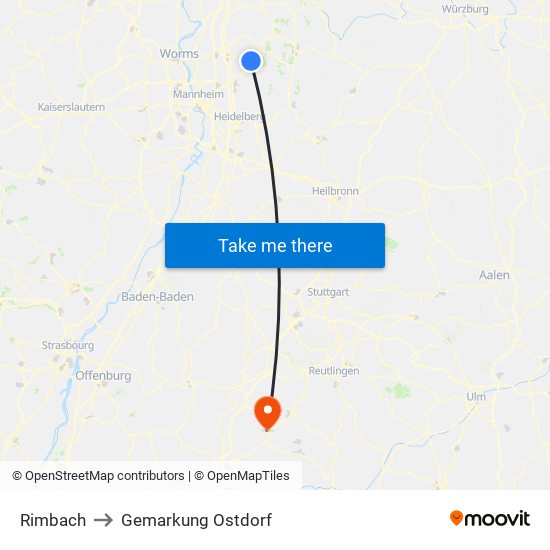 Rimbach to Gemarkung Ostdorf map