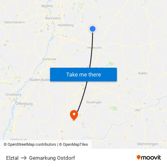 Elztal to Gemarkung Ostdorf map