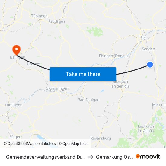 Gemeindeverwaltungsverband Dietenheim to Gemarkung Ostdorf map