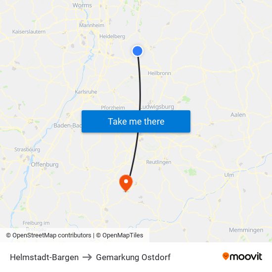 Helmstadt-Bargen to Gemarkung Ostdorf map
