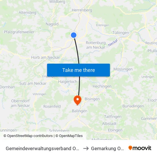Gemeindeverwaltungsverband Oberes Gäu to Gemarkung Ostdorf map