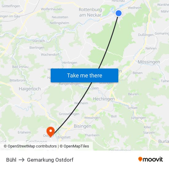 Bühl to Gemarkung Ostdorf map