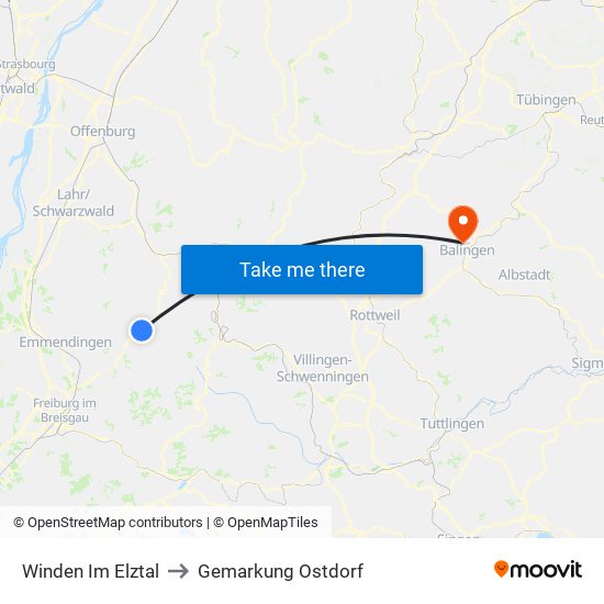 Winden Im Elztal to Gemarkung Ostdorf map