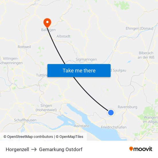 Horgenzell to Gemarkung Ostdorf map