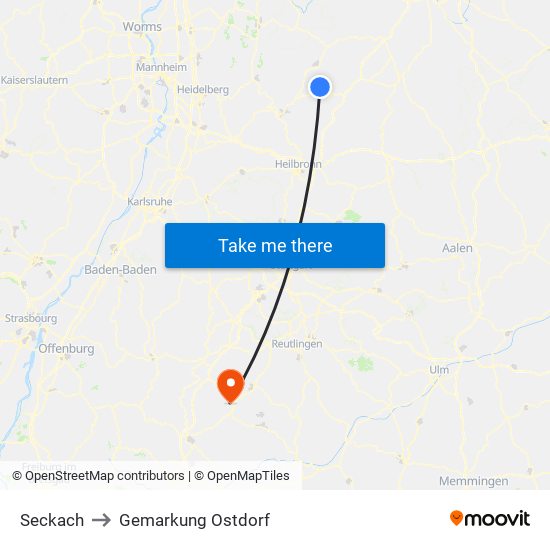 Seckach to Gemarkung Ostdorf map