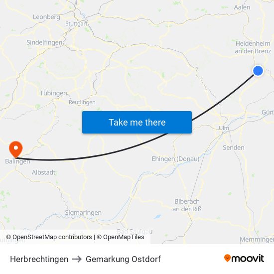 Herbrechtingen to Gemarkung Ostdorf map