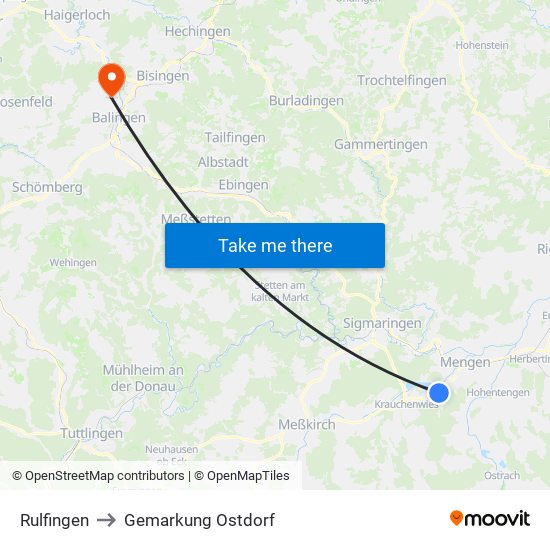 Rulfingen to Gemarkung Ostdorf map