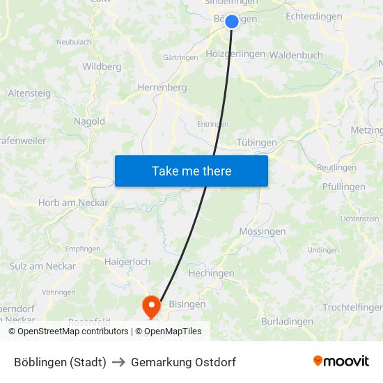 Böblingen (Stadt) to Gemarkung Ostdorf map