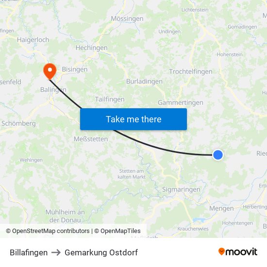 Billafingen to Gemarkung Ostdorf map