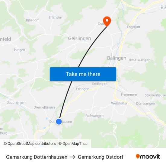 Gemarkung Dotternhausen to Gemarkung Ostdorf map