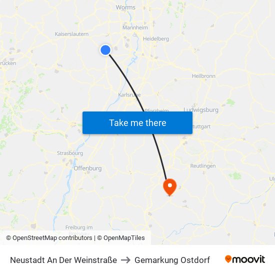 Neustadt An Der Weinstraße to Gemarkung Ostdorf map