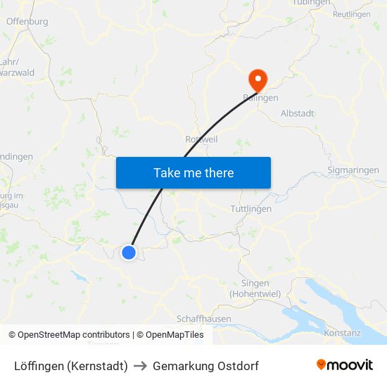 Löffingen (Kernstadt) to Gemarkung Ostdorf map