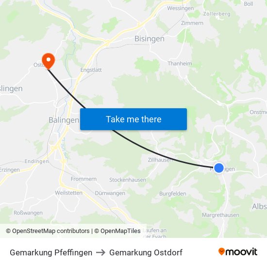 Gemarkung Pfeffingen to Gemarkung Ostdorf map