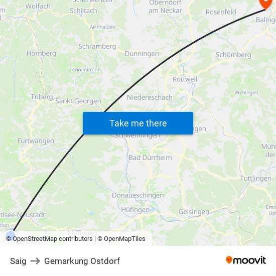 Saig to Gemarkung Ostdorf map