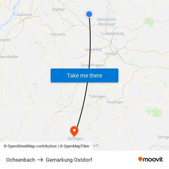 Ochsenbach to Gemarkung Ostdorf map