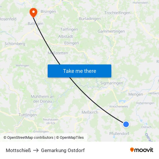 Mottschieß to Gemarkung Ostdorf map