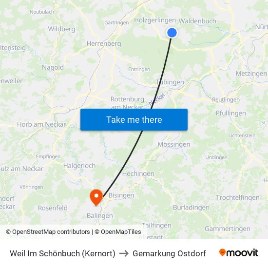 Weil Im Schönbuch (Kernort) to Gemarkung Ostdorf map