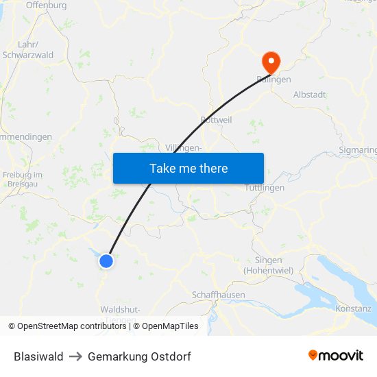 Blasiwald to Gemarkung Ostdorf map