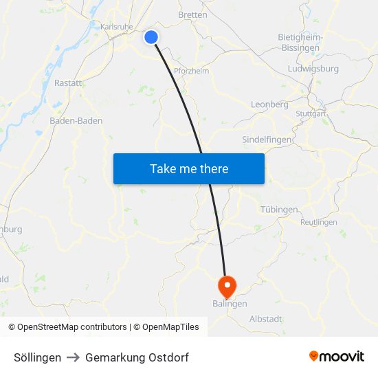 Söllingen to Gemarkung Ostdorf map