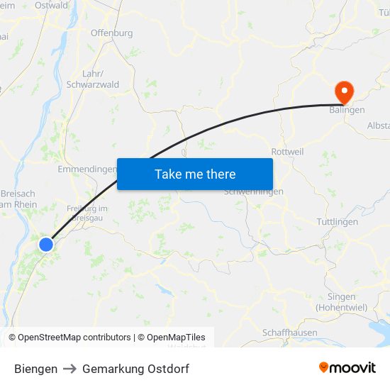 Biengen to Gemarkung Ostdorf map