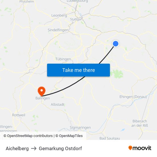 Aichelberg to Gemarkung Ostdorf map