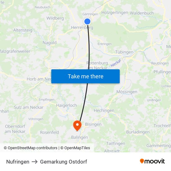 Nufringen to Gemarkung Ostdorf map