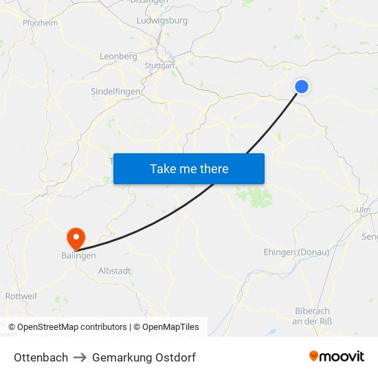 Ottenbach to Gemarkung Ostdorf map