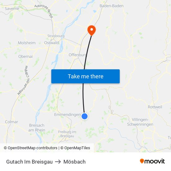 Gutach Im Breisgau to Mösbach map