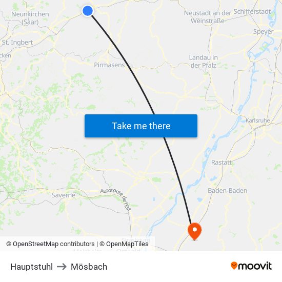 Hauptstuhl to Mösbach map